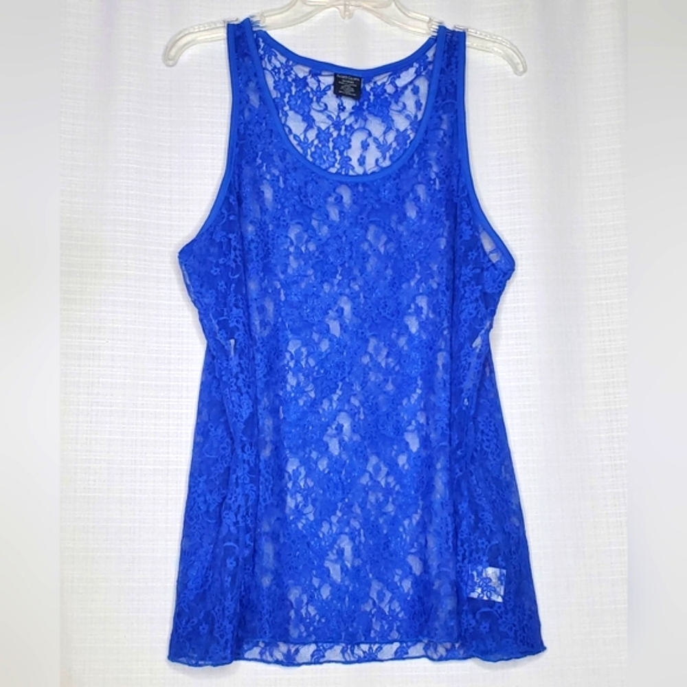 Faded Glory Floral Sheer Mesh Tank Top
